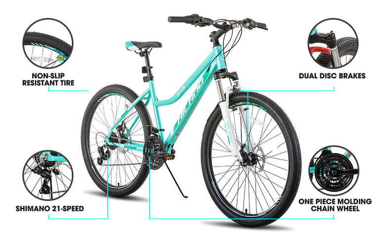 Hiland 26 Inch Womens Mountain Bike,with Step-Through Frame,Shimano 21 Speeds,Suspension Fork MTB,Bicycle for Women Men Adult