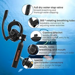 TUDIVING-0.5L Mini Scuba Diving Tank,Lung Tank with Diving Mask,Portable Scuba Tank with Pump for Underwater Breathing Training