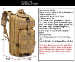 30L/50L Multifunctional Bag Military 900D Military Hiking Bag Waterproof Rucksacks Army Outdoor Camping Trekking Hunting Bag