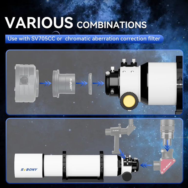 SVBONY SV48P Astronomical Telescope OTA 102mm f/6.5 Refractor for Deep Sky Astrophotography 2.5" RAP Double Speed Focuser