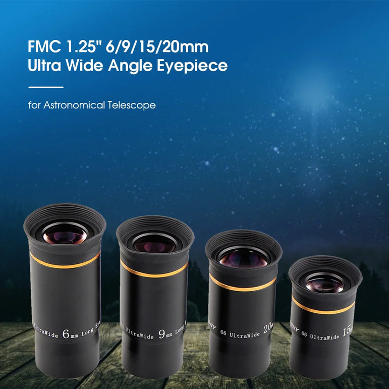 SVBONY 1.25" Telescope Eyepiece 6/9/15/20mm 66° Ultra Wide Angle FMC Eyepiece Set for Telescope