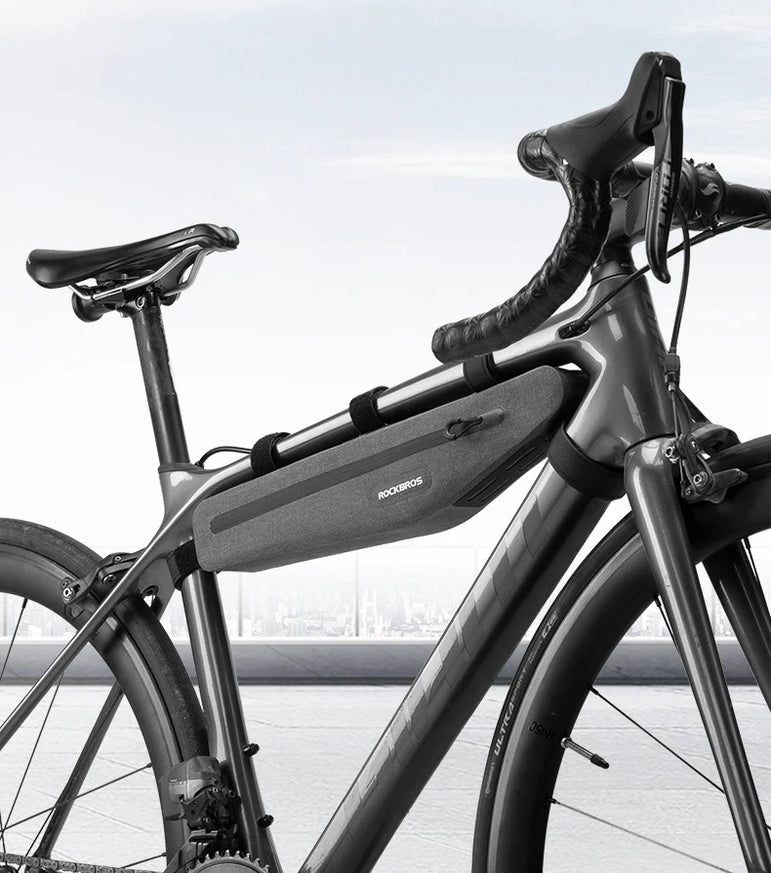 ROCKBROS Bike Bag 1.5L Waterproof Top Tube Triangle Bag Front Tube Triangle Lengthed Double Zipper Scratch-resistant Bicycle Bag