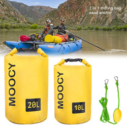 20L Tow rope Sand Sack 2-in-1 Sand Anchor Drift Bag Waterproof Dry Bag Sand Anchor Dock line for Kayak Jet Ski Rowing Small Boat