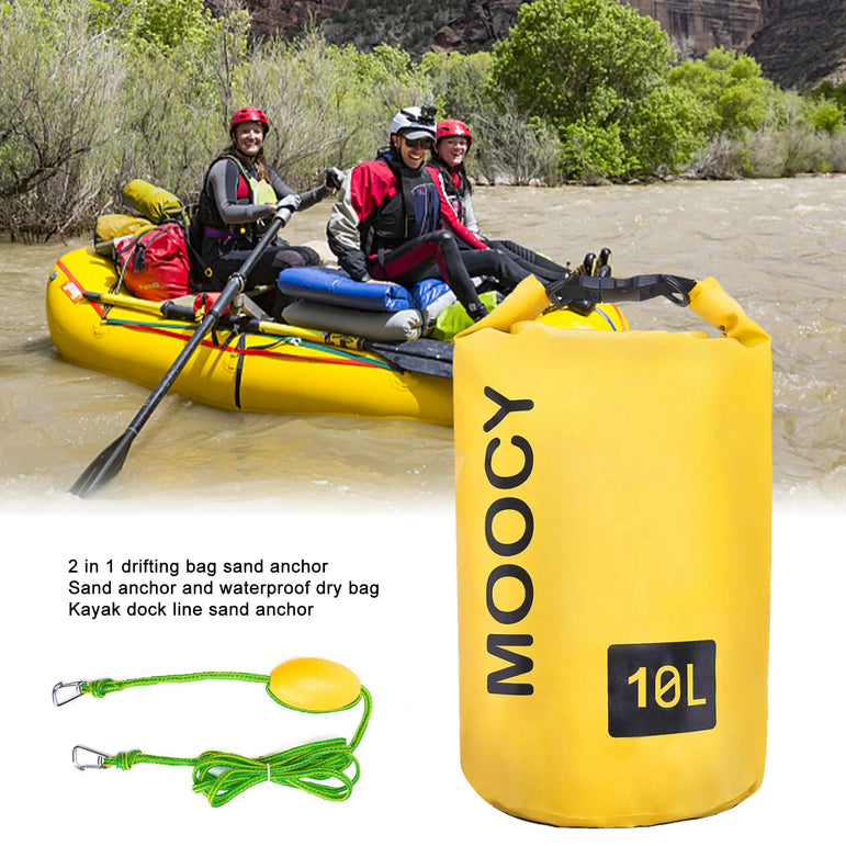 20L Tow rope Sand Sack 2-in-1 Sand Anchor Drift Bag Waterproof Dry Bag Sand Anchor Dock line for Kayak Jet Ski Rowing Small Boat