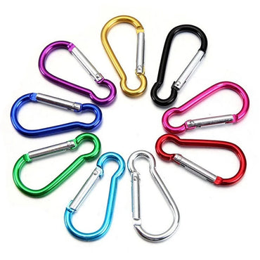 10pcs Mixed Color Carabiners Aluminum Alloy Carabiner Spring Snap Clip Hooks Keychain Climbing Carabiner for Keys Camping Tools