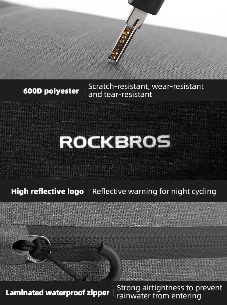 ROCKBROS Bike Bag 1.5L Waterproof Top Tube Triangle Bag Front Tube Triangle Lengthed Double Zipper Scratch-resistant Bicycle Bag