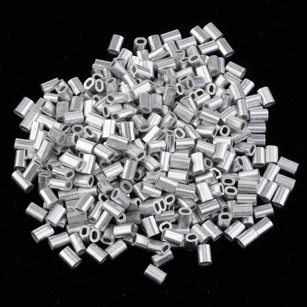 1000Pcs Fishing Double Barrel Aluminium Crimp Sleeves Tube DIY Accessories