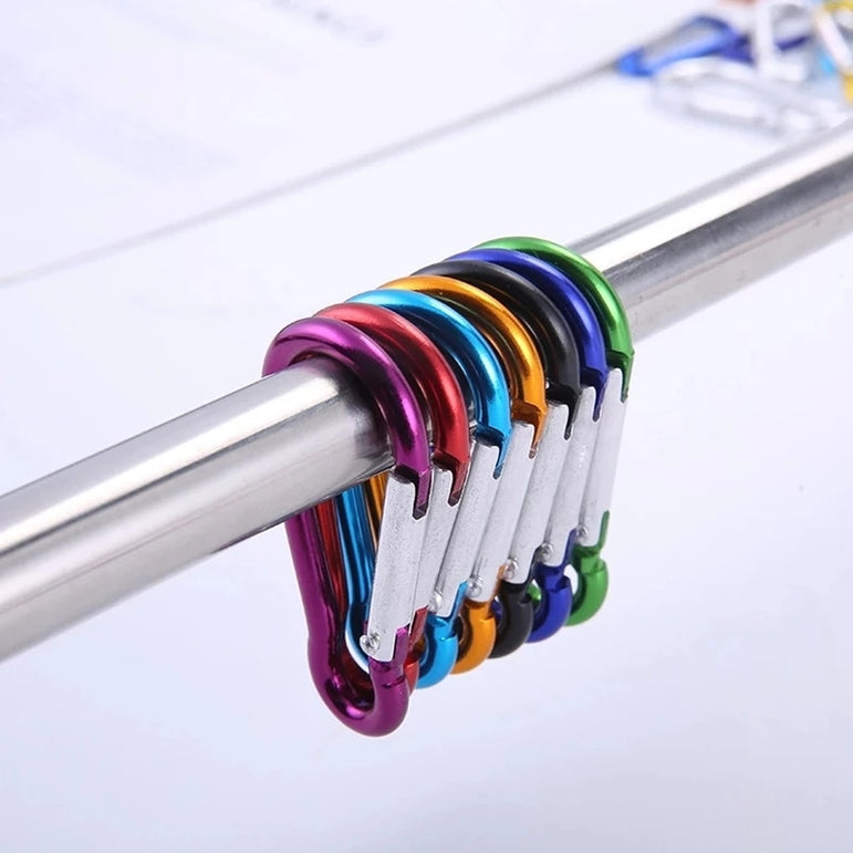 10pcs Mixed Color Carabiners Aluminum Alloy Carabiner Spring Snap Clip Hooks Keychain Climbing Carabiner for Keys Camping Tools