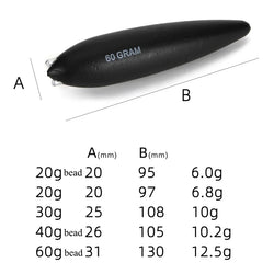 1Pcs 20g/30g/40g/60g Buoyancy EVA Inline Bobber Saltwater Fishing Floats Catfish Live Bait Outdoor Fishing Tool Tackles