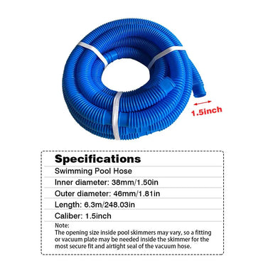 6m Swimming Pool Hose Water Hose with 38mm Diameter Pipe Reusable Washable Biofoam Cleaner Pool Water Resistant Pool Accessory