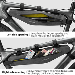 ROCKBROS Bike Bag 1.5L Waterproof Top Tube Triangle Bag Front Tube Triangle Lengthed Double Zipper Scratch-resistant Bicycle Bag