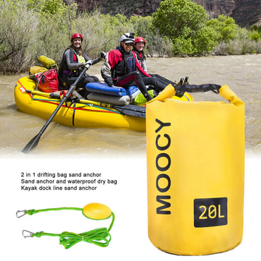20L Tow rope Sand Sack 2-in-1 Sand Anchor Drift Bag Waterproof Dry Bag Sand Anchor Dock line for Kayak Jet Ski Rowing Small Boat