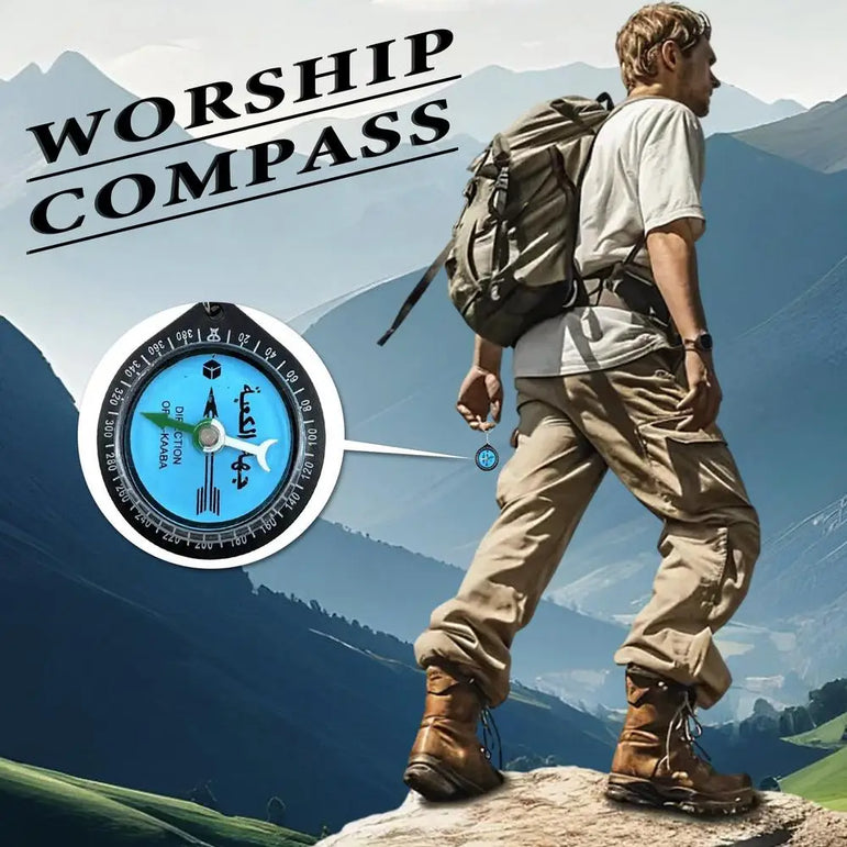 Muslim Qibla Compass Portable Outdoor Compasses For Hiking Direction Eid Pray Keychain For Camping Exploring Mountaineering