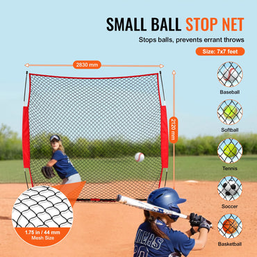 SucceBuy 7x7 ft Barricade Backstop Net Ball Sports Barrier Netting Portable Practice Equipment with Carry Bag Protection Screen