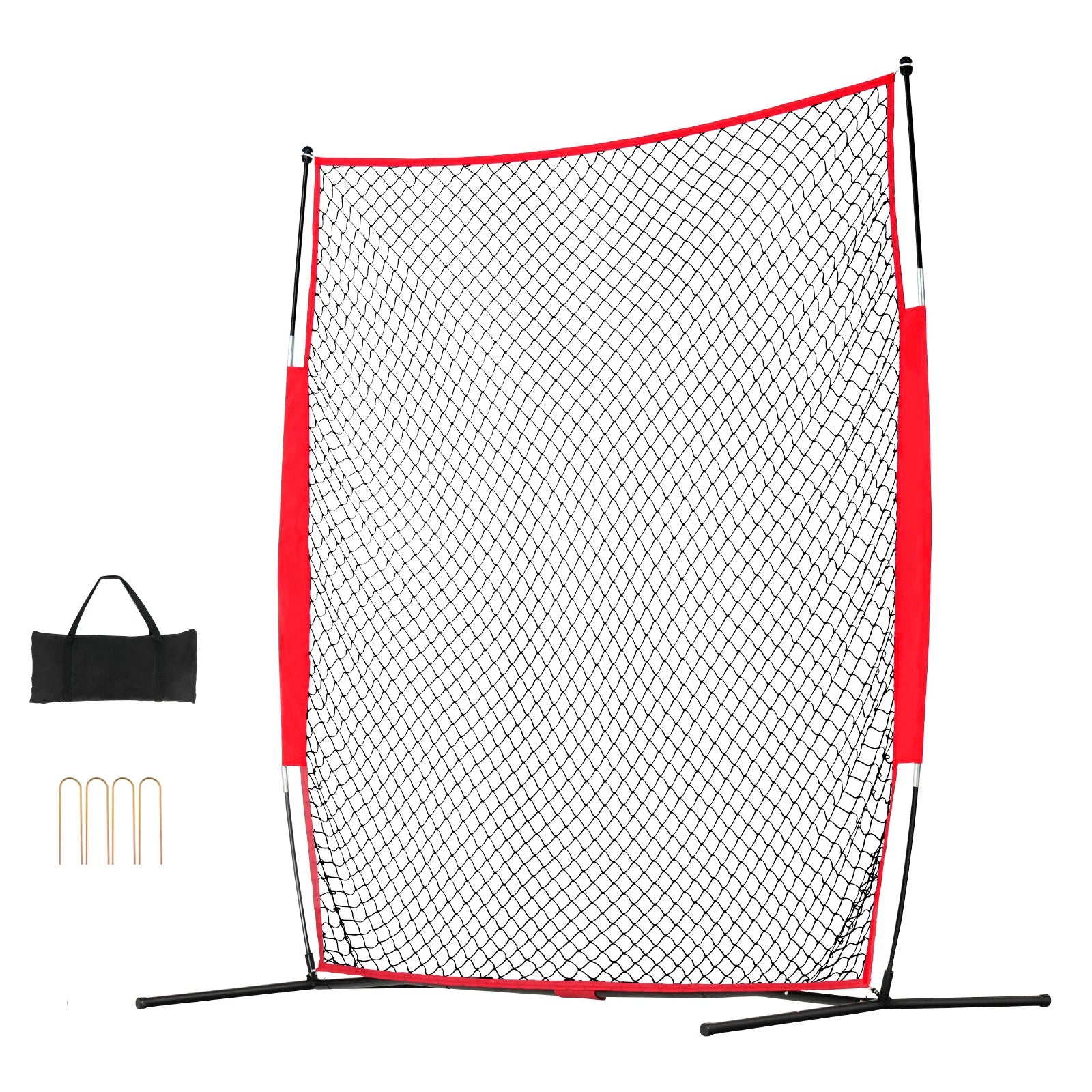 SucceBuy 7x7 ft Barricade Backstop Net Ball Sports Barrier Netting Portable Practice Equipment with Carry Bag Protection Screen
