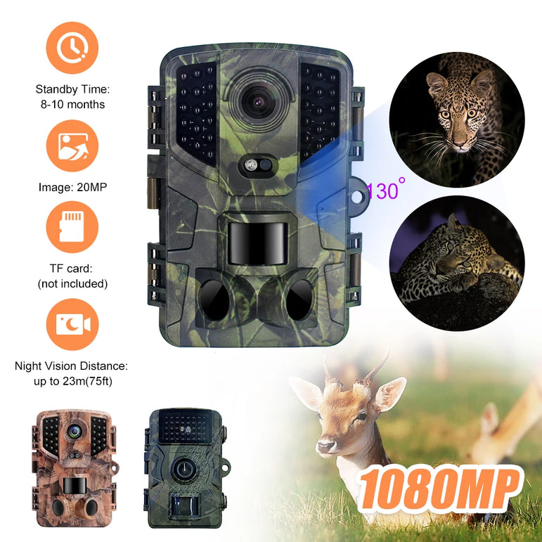 Outdoor Trail Camera 20MP 1080P HD Hunting IP66 Waterproof Infrared Night Vision Motion Activated Surveillance Trap Camera