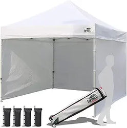 Eurmax USA 10'x10' Pop-up Canopy Tent Commercial Instant Canopies with 4 Removable Zipper End Side Walls and Roller Bag