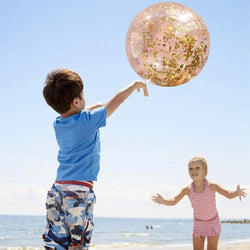 40cm Inflatable Glitter Beach Ball Summer Water Play Sequin Balls Outdoor Swimming Pools Party Toys for Kids Adults Water Sports