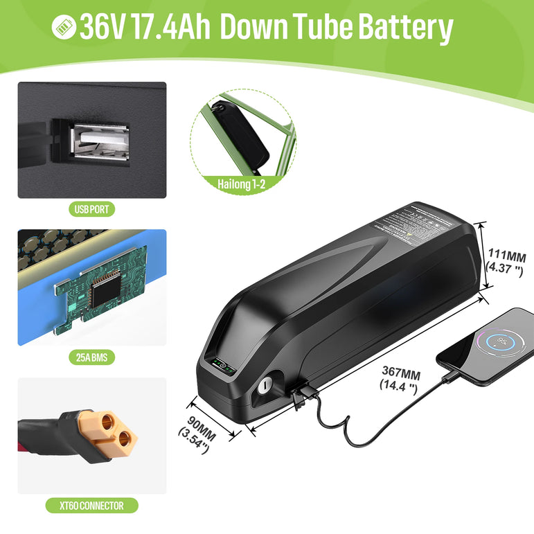 Original Ebike Battery 52V 48V 36V Hailong 18650 21700 Cell Lithium Battery Pack For BAFANG Tongsheng Motor Electric Bike Kit
