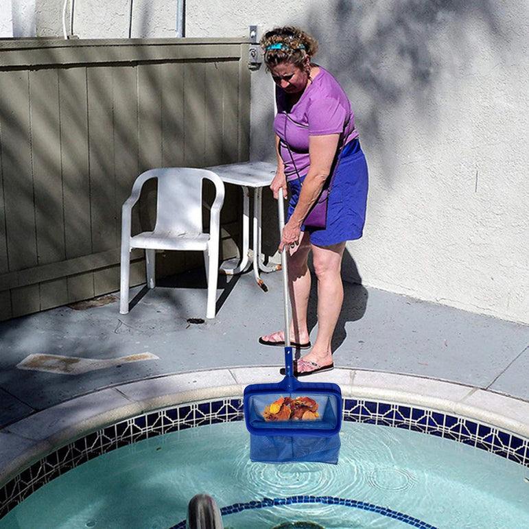Pool Skimmer Net Large Capacity Leaves Cleaning Net Rubbish Cleaning Rake for Cleaning Spa Pond Pool Hot Tubs Fountains