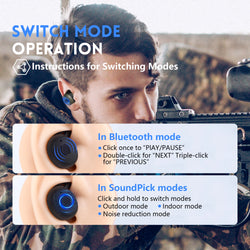Shooting Earplugs ANC NRR27dB - Tactical Bluetooth Earbuds with Active Noise Cancelling for Hunting Military Ear Protection