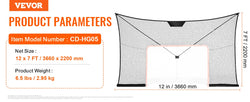 VEVOR 12x7ft Hockey Goal Backstop Net Street Hockey Sports Backstop Netting Portable Outdoor Hockey Training Net Target Net