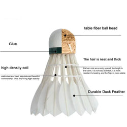 12Pcs/lot Badminton Natural Duck Feather Balls Training Badminton White Feather Shuttlecock For Sports Practice Equipment