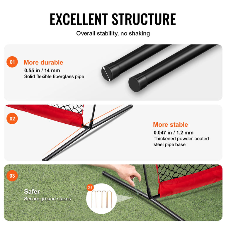 SucceBuy 7x7 ft Barricade Backstop Net Ball Sports Barrier Netting Portable Practice Equipment with Carry Bag Protection Screen