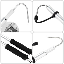 Ice Fishing Spear Hook with Barbs Scalable Fish Grip Metal Portable Fish Gaff for Outdoor Sea Boat Ice Fishing