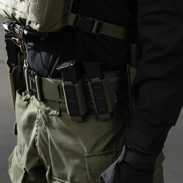 IDOGEAR Tactical Pouch Carbon Fiber AntiSlip Hollow Out Quick Drain Lightweight 9mm Double MOLLE Mounting Durable 2pcs 3590