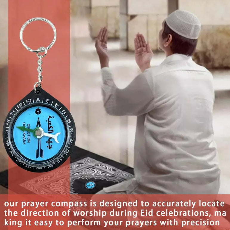 Muslim Qibla Compass Portable Outdoor Compasses For Hiking Direction Eid Pray Keychain For Camping Exploring Mountaineering