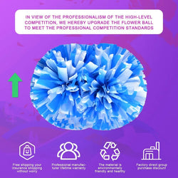 2 PCS Cheerleading Pom Poms Rainbow Metallic Streamer Pompoms Dance Party Football Club Decor Hand Flower Aerobics Cheer Balls