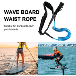 SUP Surfboard Waist Leash Belt Maximum Tensile Length Up To 10 Feet Coiled Surfing Leash for Surfing Beginner Practicing Supply