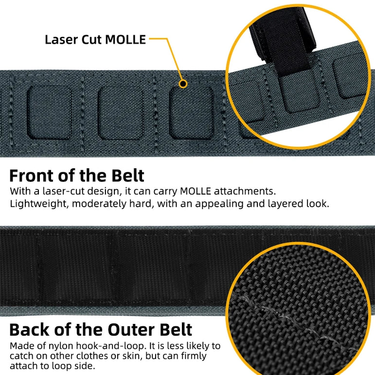 IDOGEAR 2 inch Tactical Belt LSR MOLLE Quick Release Metal Buckle Lightweight Man Outdoors Training Waistband 3433