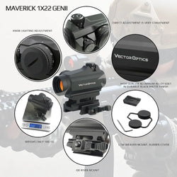 Vector Optics Maverick 1x22 GenII Red Dot Sight Compact with 3MOA Dot Size&11 Levels Dot Intensity For AR 15 AK .223 .308