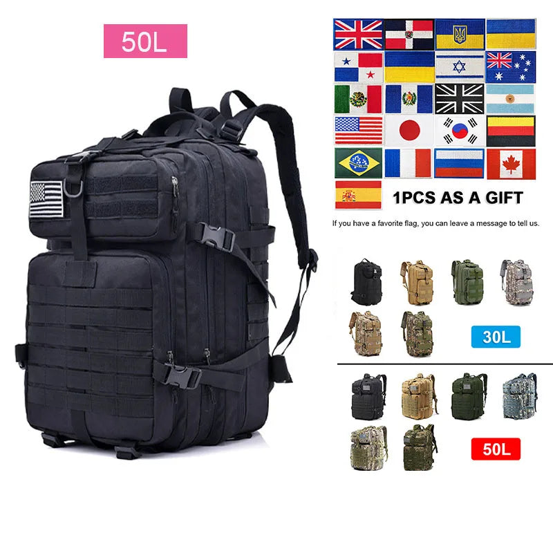 30L/50L Multifunctional Bag Military 900D Military Hiking Bag Waterproof Rucksacks Army Outdoor Camping Trekking Hunting Bag