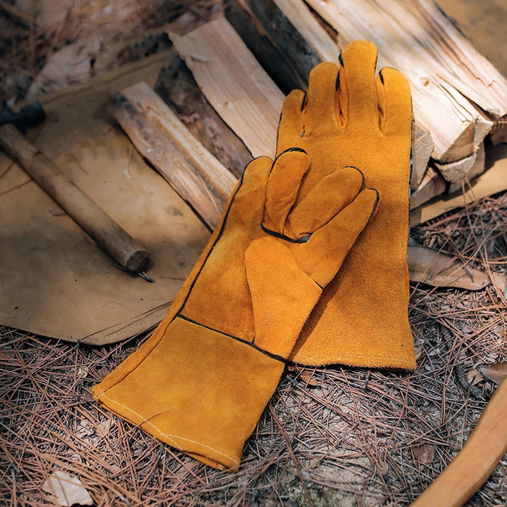Oven Gloves Heat Resistant Cooking BBQ Grill Glove Non-Slip Insulated Cowhide Leather for Microwave Kitchen Accessories