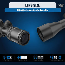 Vector Optics Veyron 3-12x44 SFP Riflescope | Ultra Compact Design |  long Range Adjustment | Zero Stop Function | For Airgun