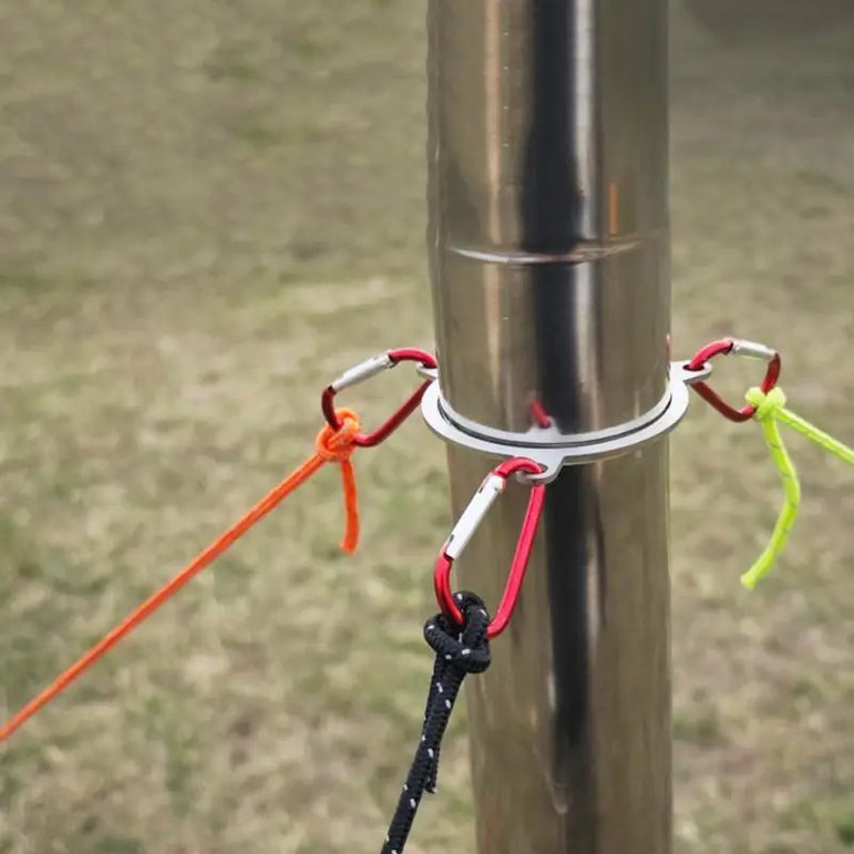 Portable Chimney Brace Ring Stainless Steel Chimney Pipe Bracket Outdoor Camping Smokes Pipes Wind Rope Ring For 6cm Or 7cm