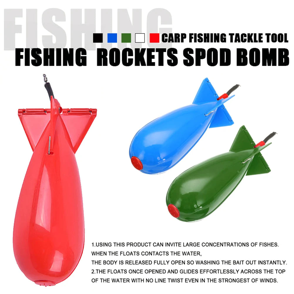 1PCS Carp Fishing Rocket Feeder 10.5/14.5/17.5cm Spod Bomb Float Lure Bait Holder Pellet Rocket Feeder Pellet Fishing Accessorie
