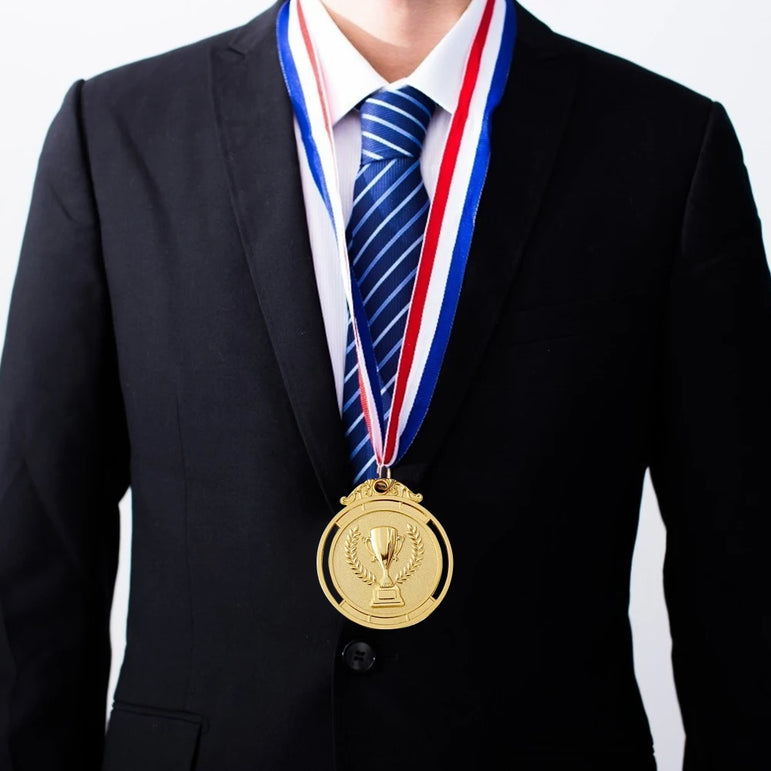 10-50pcs 2" Gold Silver Bronze Award Medal Zinc Alloy Round Winner Medals w/ Neck Ribbon 1st 2nd 3rd Prizes Winner Prize Present