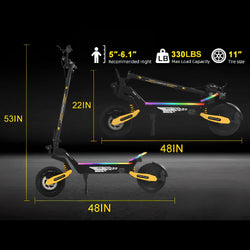 Electric Scooters 40mph 2400W Dual Motors 52V23AH Lithium Battery E Scooter Adult Hydraulic Brake 11'' Off-Road Tires Escooter