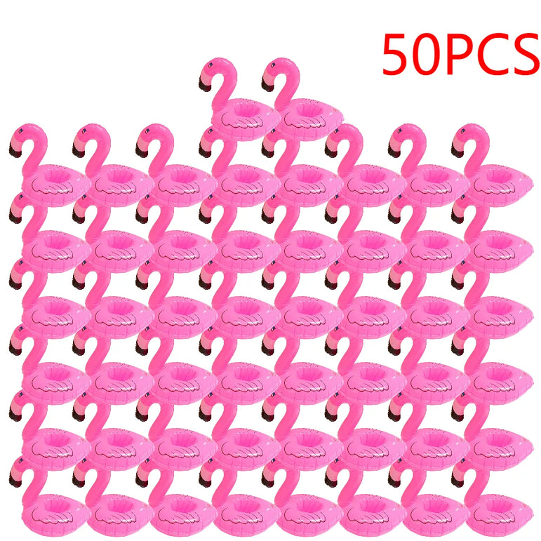1-50PCS Water Coasters Floating Inflatable Cup Holder Swimming Pool Drink Float Toy Inflatable Pool Flamingo Party Decoration