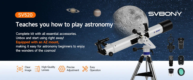 Svbony SV520 90mm Refractor Astronomy Telescope set for Adults and Beginners Professional Observing the Moon photography