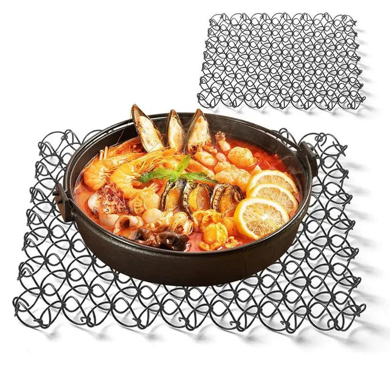 Tableware Insulated Mat Spring Anti Scald Pad Spiral Wire Trivet Heat Insulation Pad Stainless Steel Tableware Mat For Camping