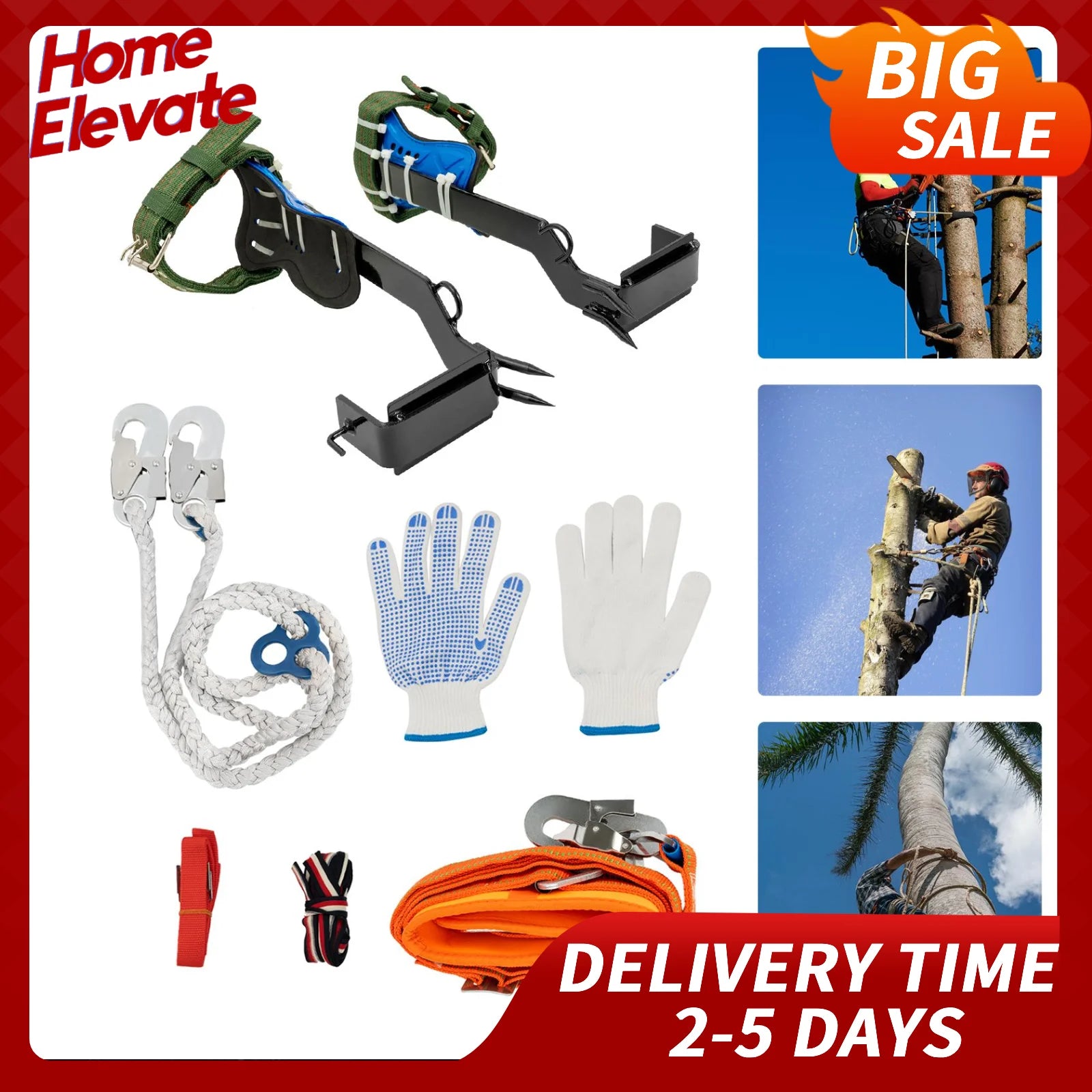 Tree Climbing Gear Set 220LB Capacity Professional Ascension Equipment Fruit Picking Logging Rescue Hunting Rock Climbing