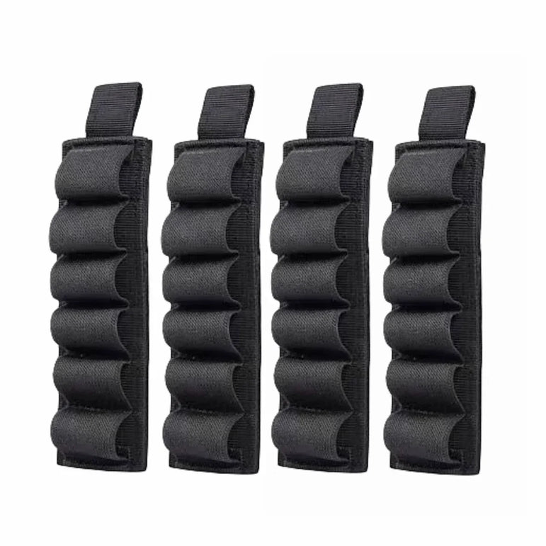 4pcs Tactical Hunting Hook Loop 6 Rounds Shell Holder Shotshell Insert Card Strip With Adhesive Back For 12 Gauge