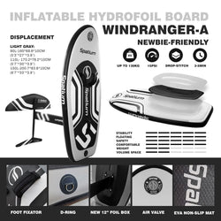 Spatium Hydrofoil Board for Surfing with Hydrofoil Accessories, Fix Kit Wing Foil Board Surf Hydrofoil Surfboard Gray