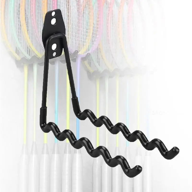 Wall Mounted Racket Holder Tennis Racket Holder Badminton Racket Holder Wall Waves Hook Storage Holds 6 Racquets Display Rack