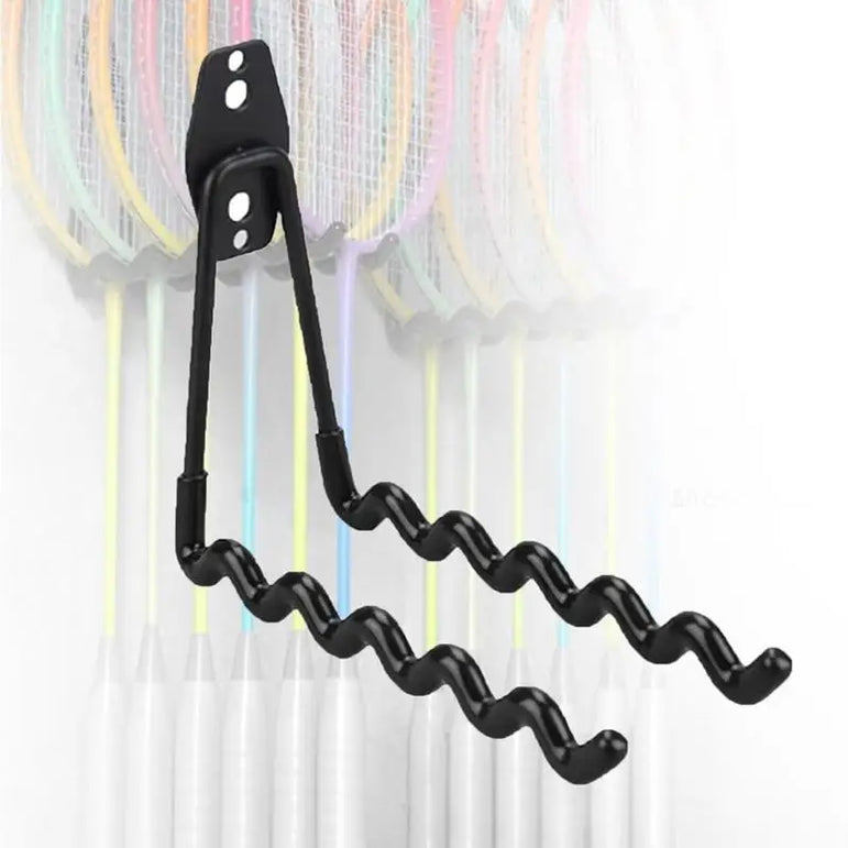 Wall Mounted Racket Holder Tennis Racket Holder Badminton Racket Holder Wall Waves Hook Storage Holds 6 Racquets Display Rack